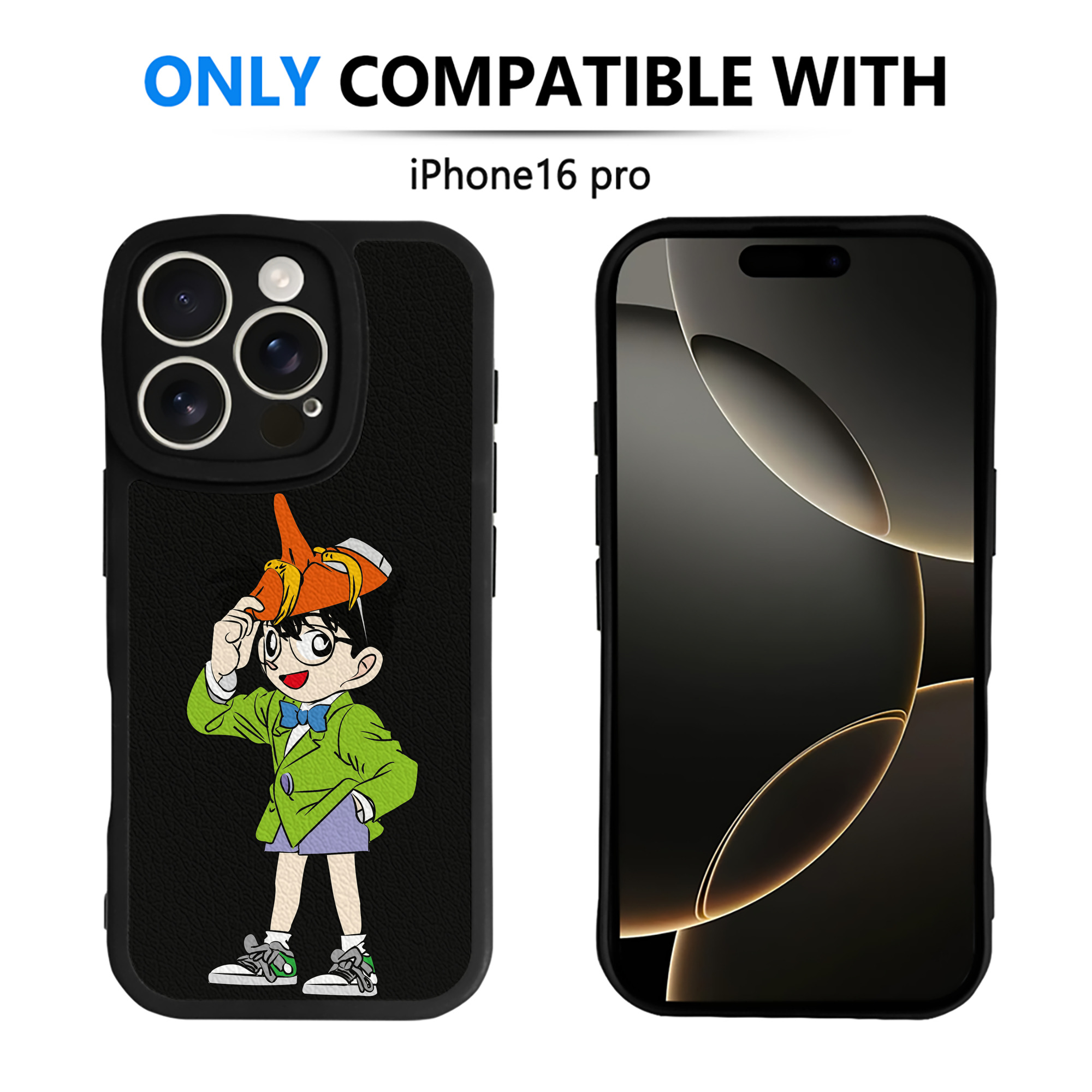 （画像用） 名探偵コナン 江戸川 コナン Detective Conan Conan Edogawa 【iPhone 16シリーズ対応】シリコンスマホケース（レザー調） 材質：シリコン